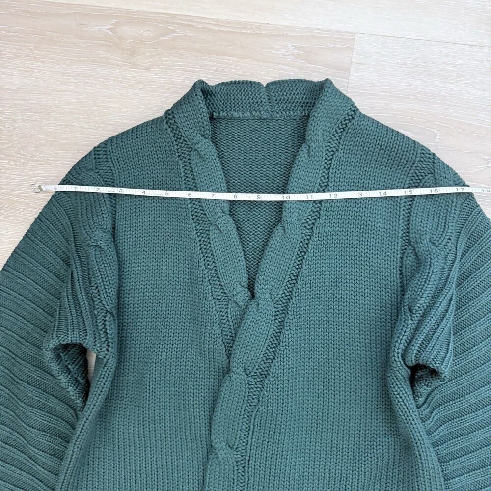 VTG Adrienne for SW1 Virgin Wool Longline Cardigan Quiet Luxury Inky Green 80s S - Picture 10 of 16